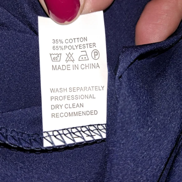 Navy blue button up long sleeve collared bodysuit size Small - Picture 5 of 9